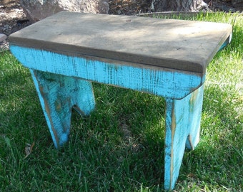 Primitive bench, Distressed bench, Farm table, Wooden Bench, Primitive footstool, Antique style bench