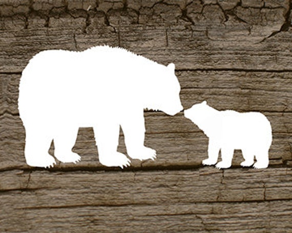 Download Digital printable of a mama bear and her cub with a wood grain background