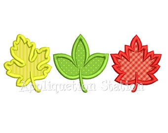 Leaf Trio Applique Machine Embroidery Design Fall thanksgiving INSTANT DOWNLOAD