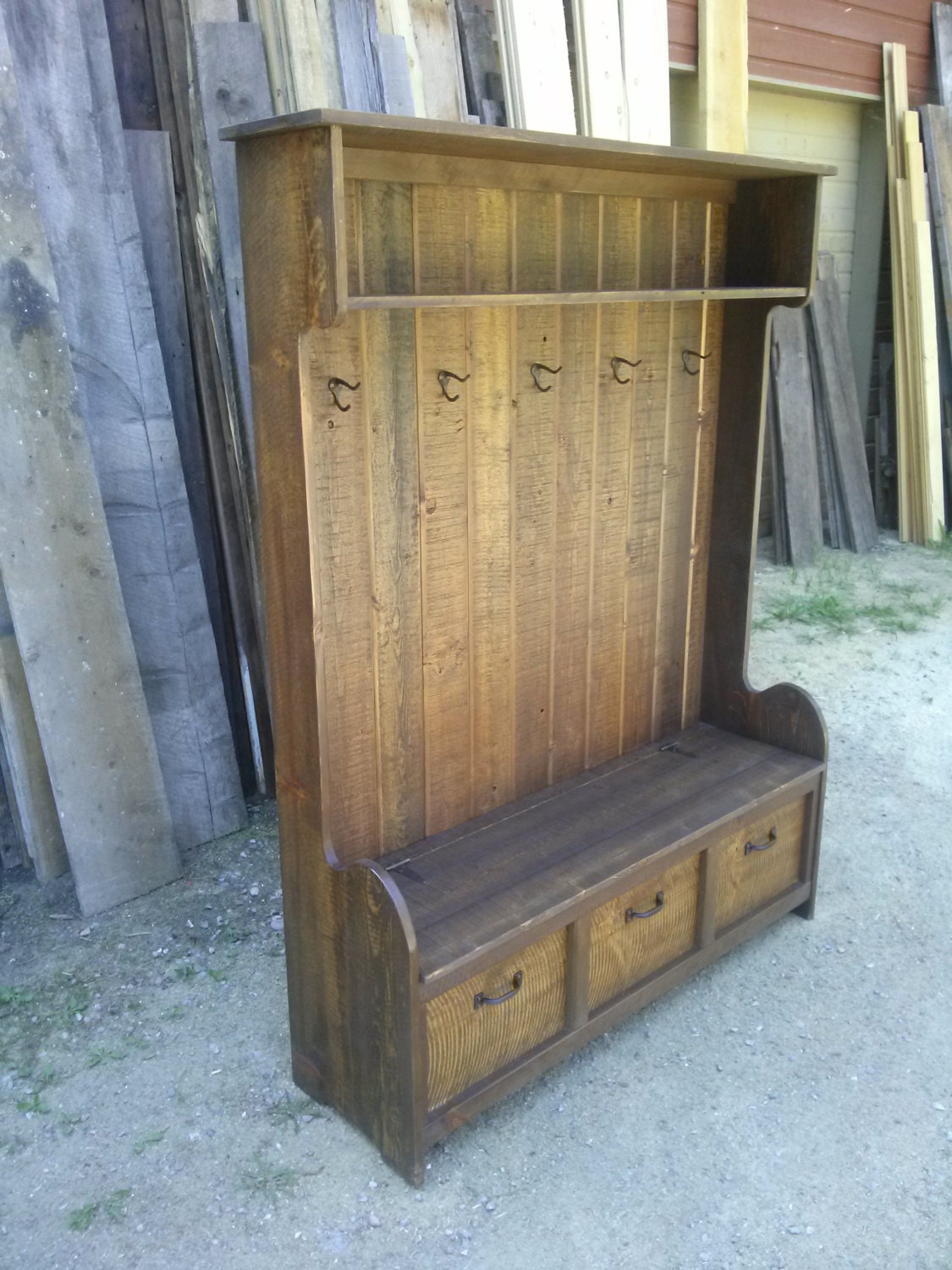 Reclaimed Hall Tree by EchoPeakDesign on Etsy