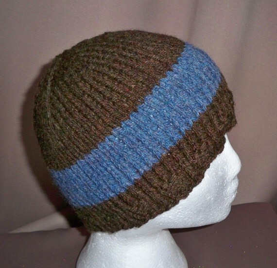 Items similar to Men s Beanie Hand Knit Ski Hat Winter Snowboard Stocking Cap...