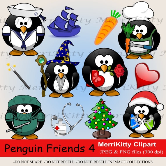 Items similar to MK16 - Penguin Friends 4 Clipart Pack - Digital ...
