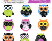 50% OFF - INSTANT DOWNLOAD, cute halloween owl clipart, orange and black clip art, halloween party printable, for invitations, cupcake topp Il_170x135