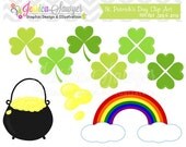 50% OFF - CLEARANCE, st patricks day clip art - saint pattys day clipart - four leaf clover graphic - commercial use - irish image Il_170x135
