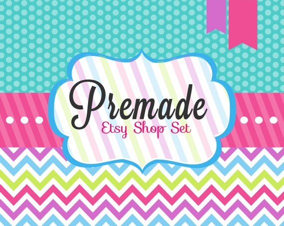 Cotton Candy Shop Set, Etsy or Facebook, premade etsy graphics, facebook cover, Etsy storefront Il_570xn