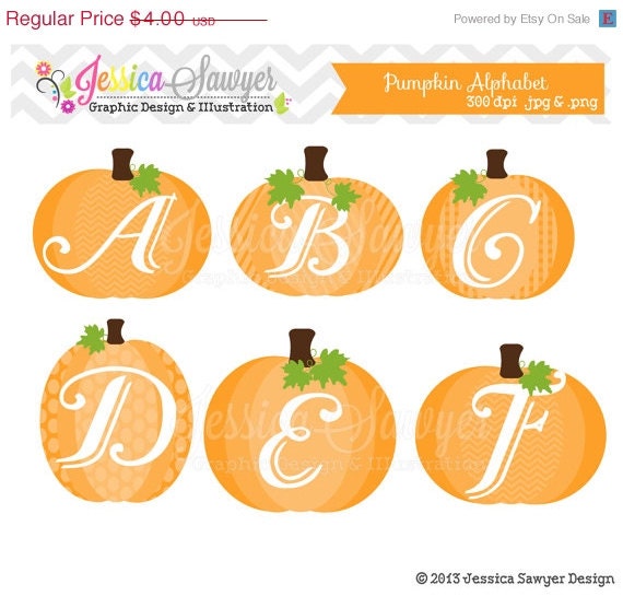 50% OFF - INSTANT DOWNLOAD, pumpkin alphabet, fall clipart, printable pumpkins, for commercial use, teachers, digital scrapbooking, invites Il_570xn