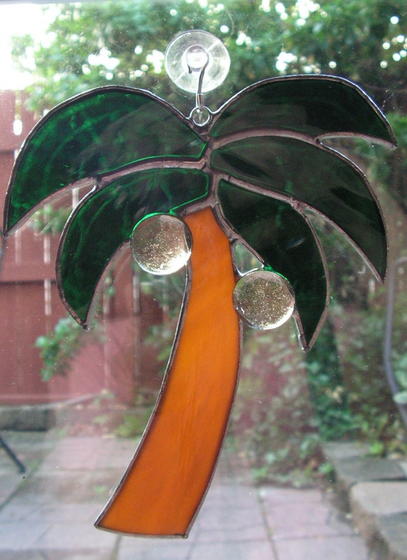 Palm Tree in Stained Glass Suncatcher