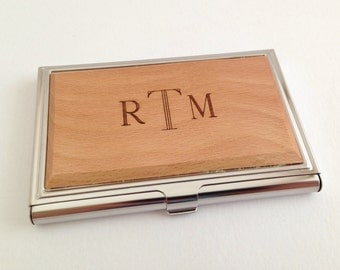 Personalized Business Card Holder, Wood Business Card Case, Going Away Coworker Gift