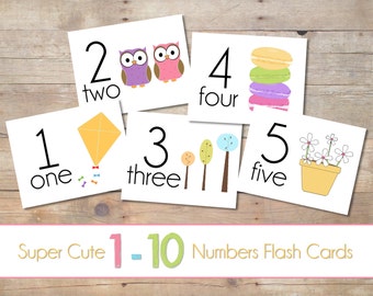 items similar to counting to 20 number flash cards on etsy