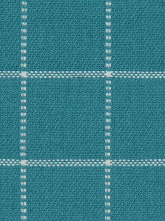 Turquoise Plaid Upholstery Fabric by the Yard by PopDecorFabrics