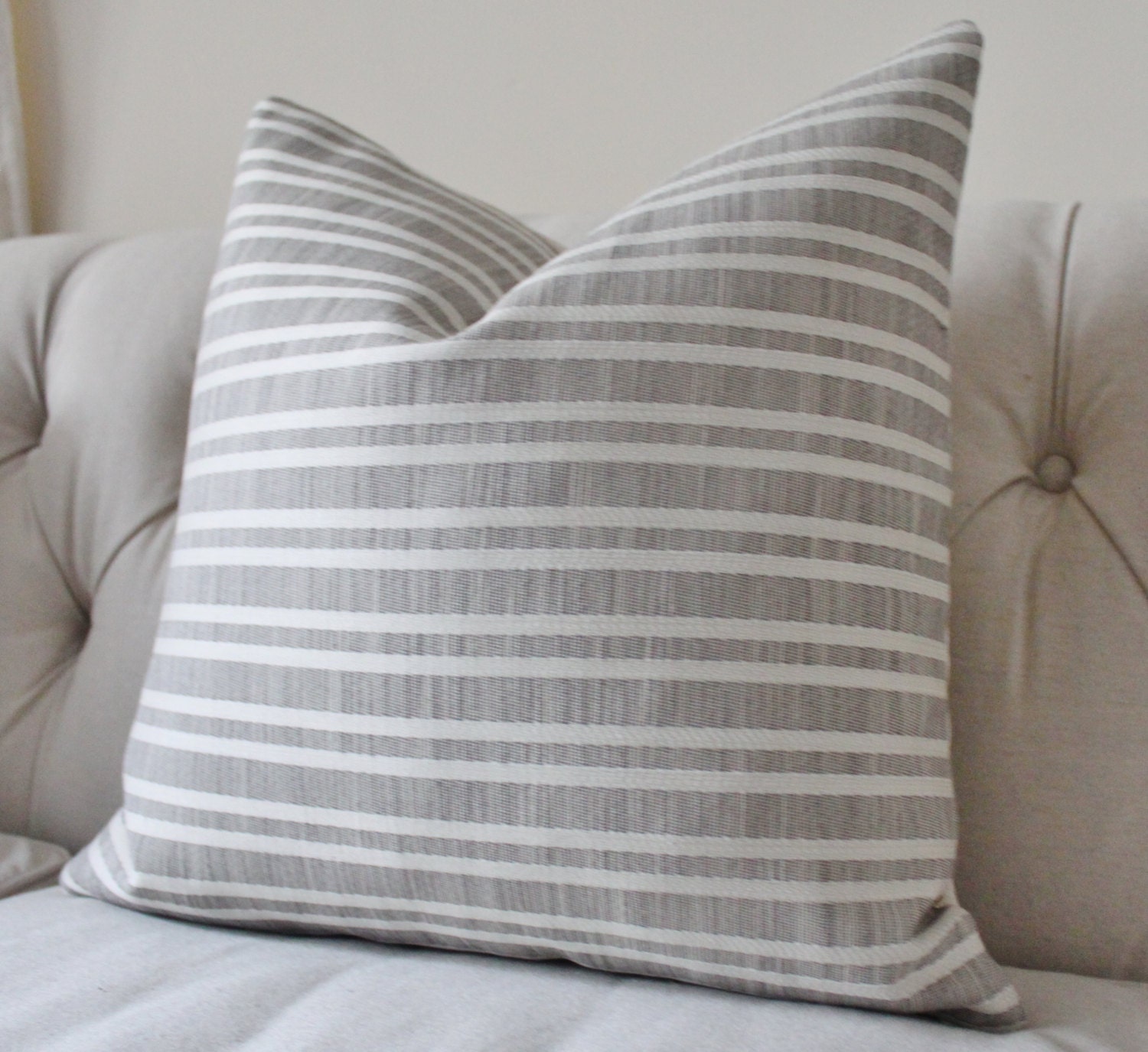 Grey Outdoor Pillow Cover Soho Stripe Cement Pillow Covers