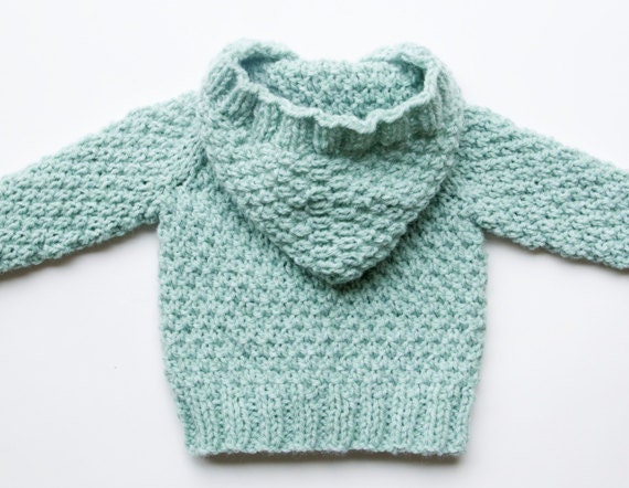 PDF Knitting Pattern - Hooded Cardigan, Infant Sweater, Baby Toddler Hoodie K...