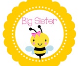 Big Brother or Big Sister Bumble Bee Personalized Sticker / T-Shirt iron transfer sticker image - Printable DIY File Il_170x135