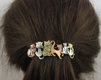 CAT CRAZY FRENCH Barrette 80mm- Cat Hair Clip- Cat Lover Gift- Hair Accessories