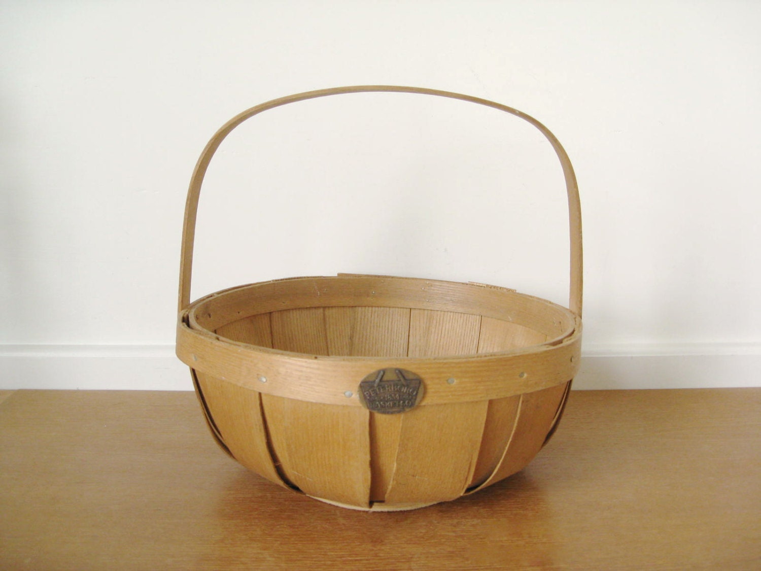 Vintage apple basket by Peterboro Basket Co. made of
