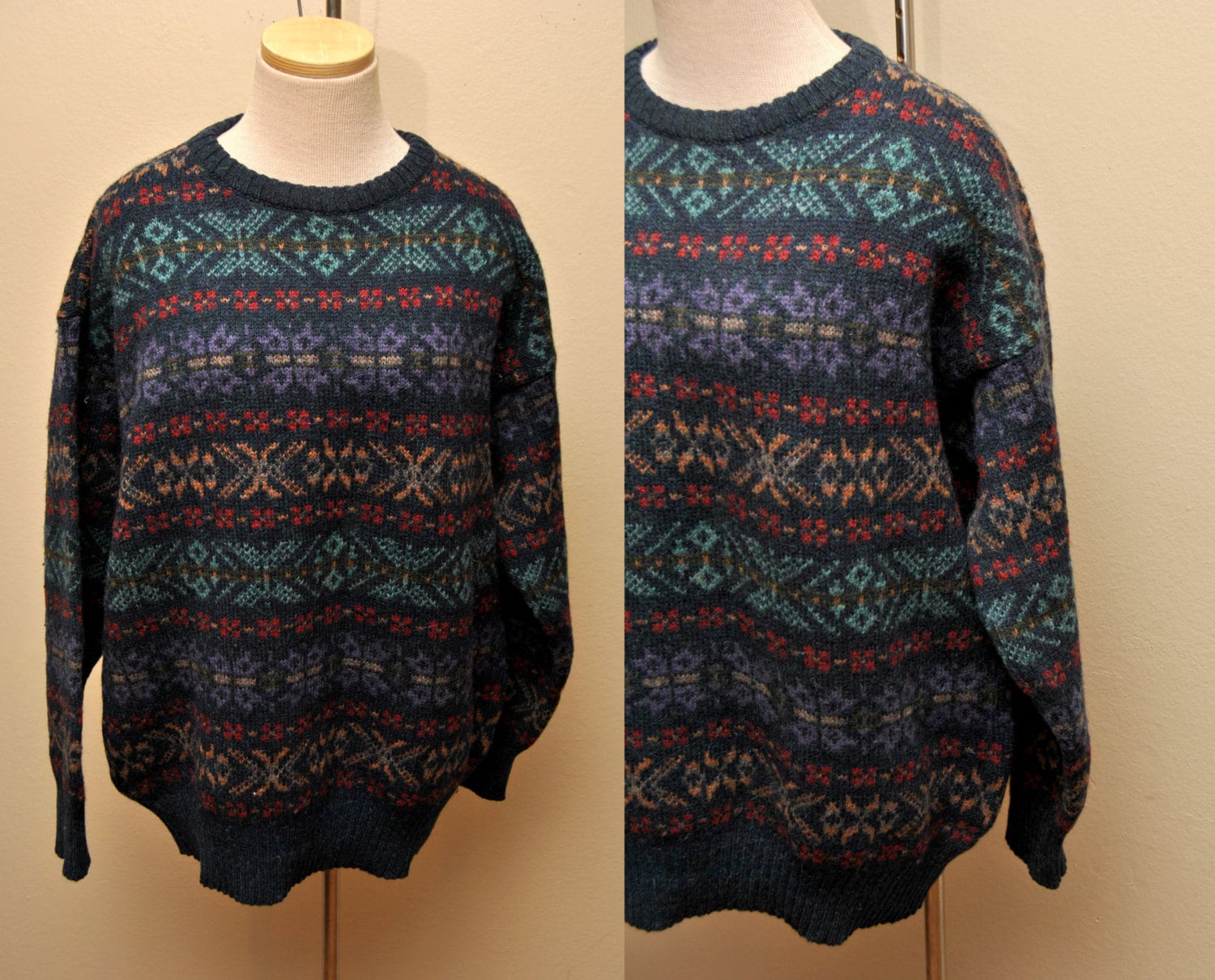 Vintage American Eagle Wool Sweater Oversized Mens Patterned