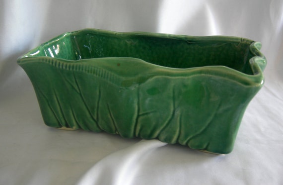 Emerald Green Rectangular Planter Signed McCOY Vintage