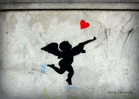 Cupid Love. Paris France Graffiti. Hipster. Street Art.