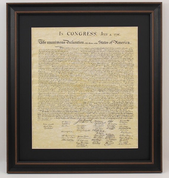 poster size framed declaration of independence with black