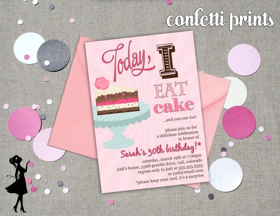 Birthday Invitation - EAT CAKE Printable Il_570xn