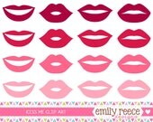 50% OFF - Valentine's Day Lips Kiss Cute Clip Art - Commercial Use - Scrapbooking Invitations Cards - Instant Download Il_170x135