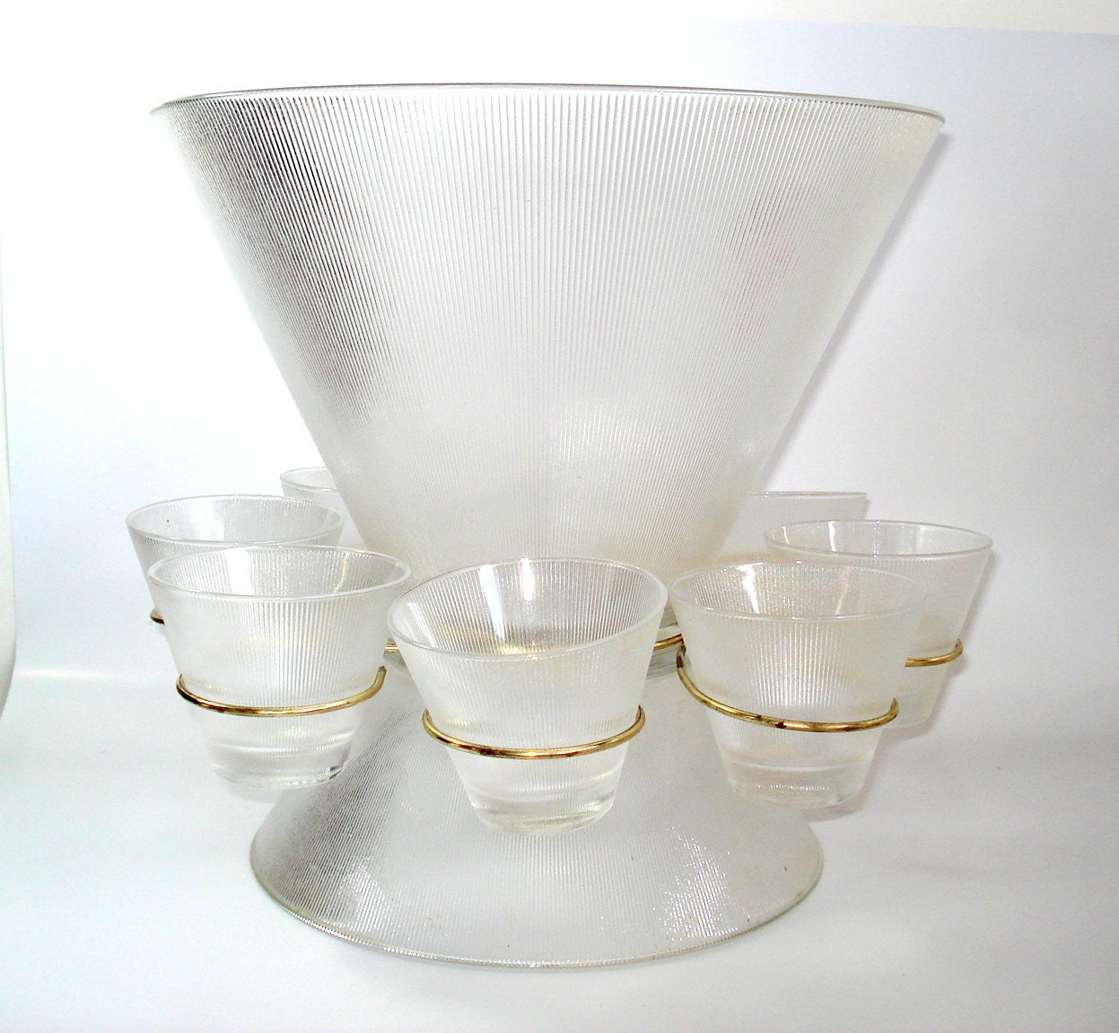 federal glass punch bowl set