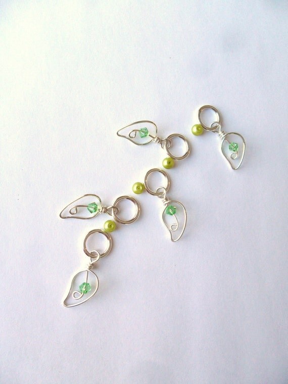 Handmade Sterling Silver Beaded Knitting Stitch Markers