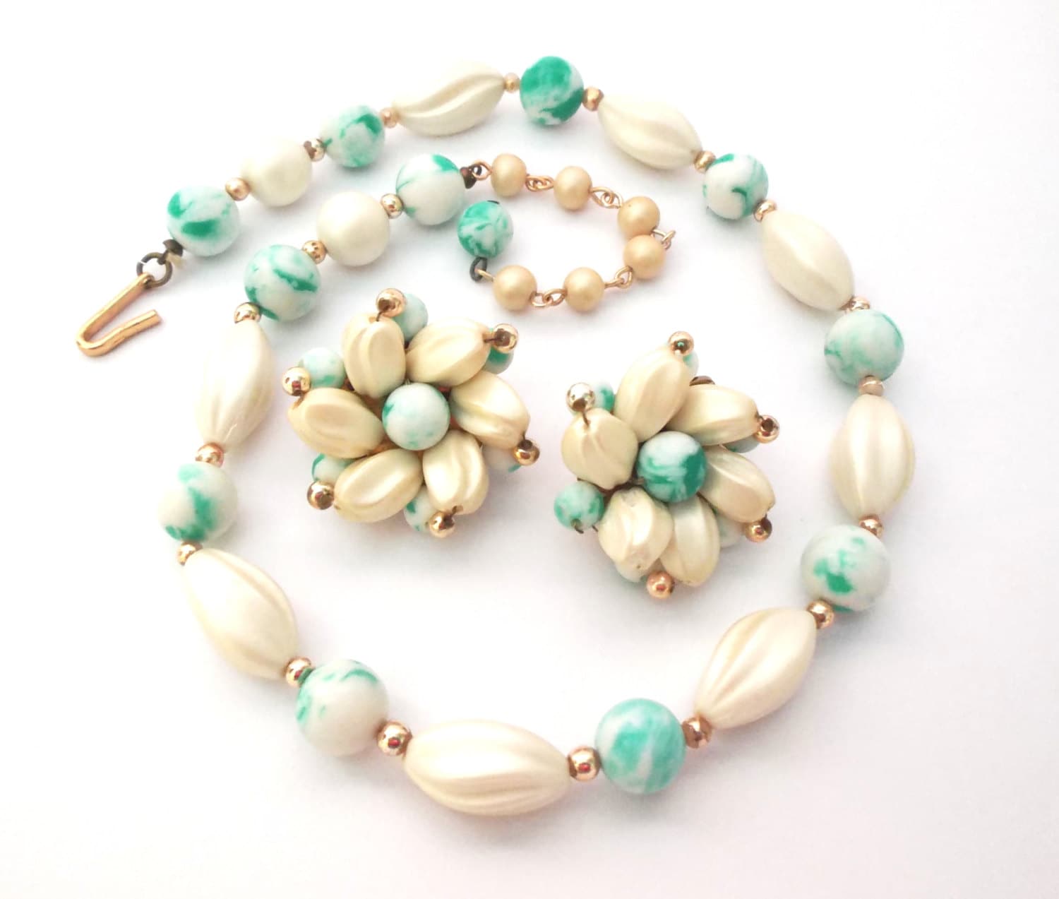 Vintage glass and plastic bead demi parure by