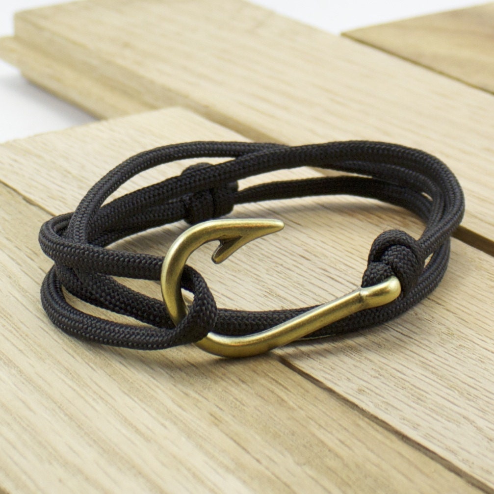 Nautical Bracelet Fish Hook Bracelet Paracord by DesignedTurning