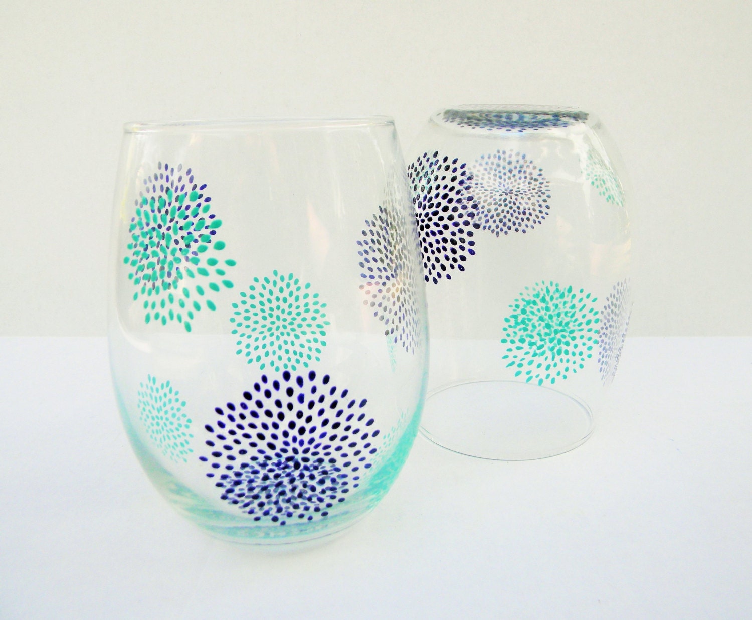 Hand Painted Stemless Wine Glasses