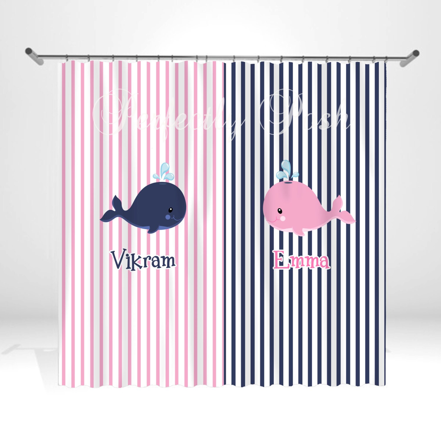 Personalized Whale Shower Curtain