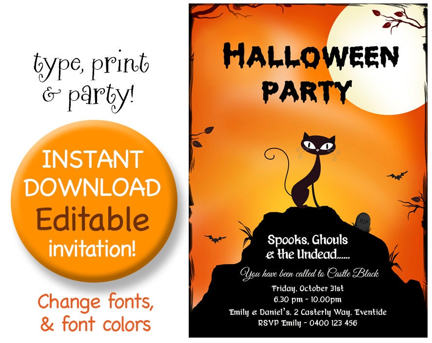 Halloween Invitation Template Editable 4