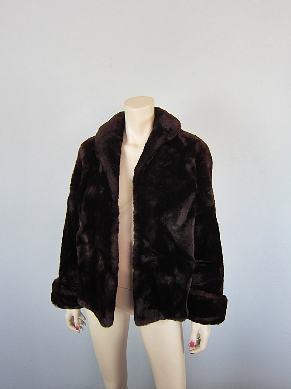 Vintage 50s Mouton Lamb Fur Jacket Coat by CkshopperVintage