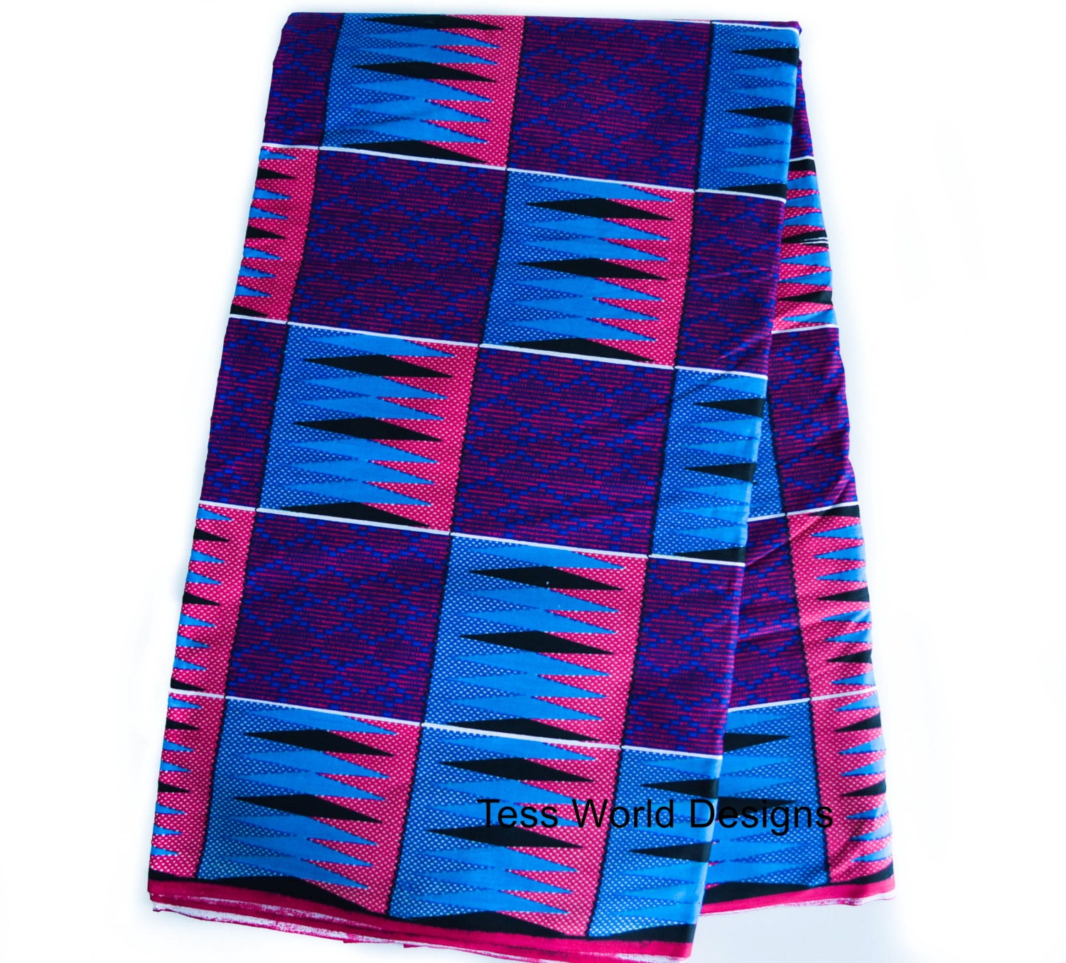 Kente Cloth Print African Fabric Kente Blue Sold by