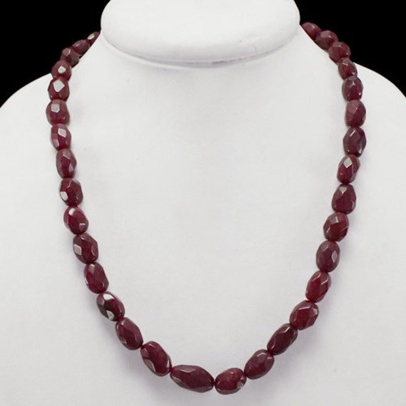 Red Ruby Necklace Natural 302.50 Cts Oval Faceted by ShubhamJewels