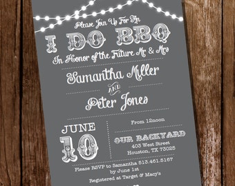 I Do BBQ lnvitation - Gray Engagement Invitation - Instantly Downloadable and Editable File - Personalize at home with Adobe Reader