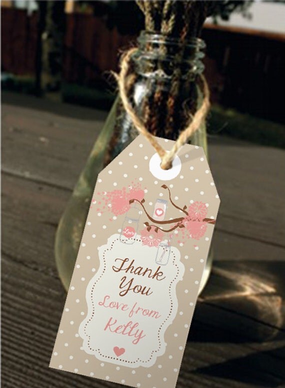 Rustic Flower Mason Jar Favor Tags/Thank you Tags Labels