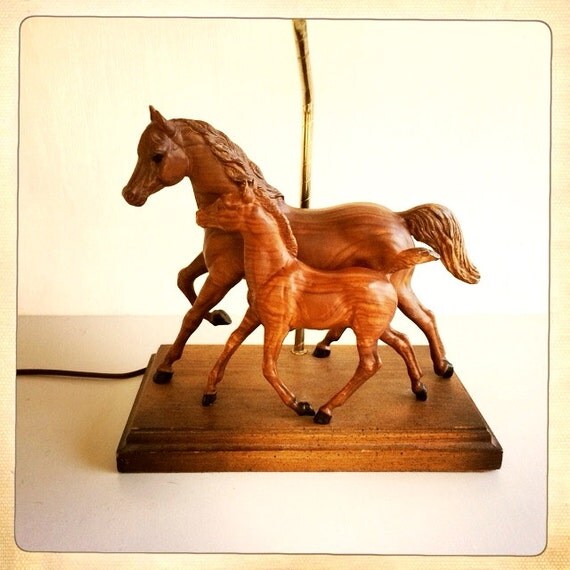 vintage horse lamp Woodgrain Breyer Ranchcraft retro tablelamp