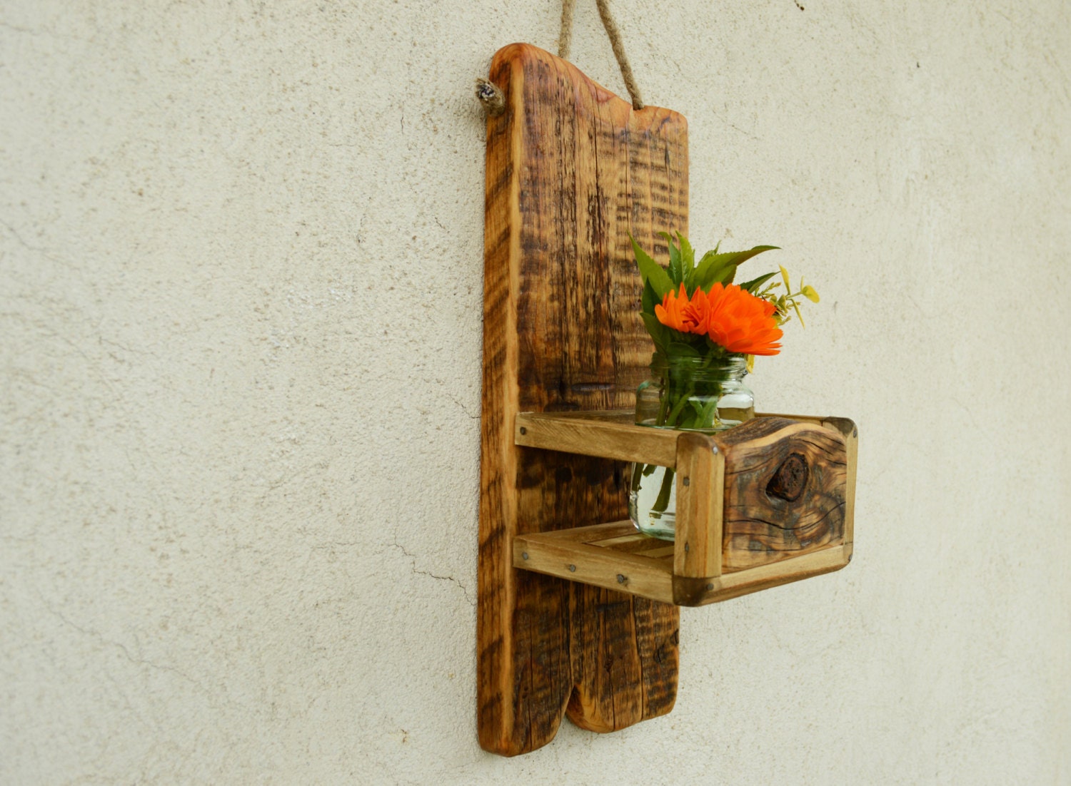 Wooden Vase Wooden flowerstand Rustic Wood Vase by WoodRestart