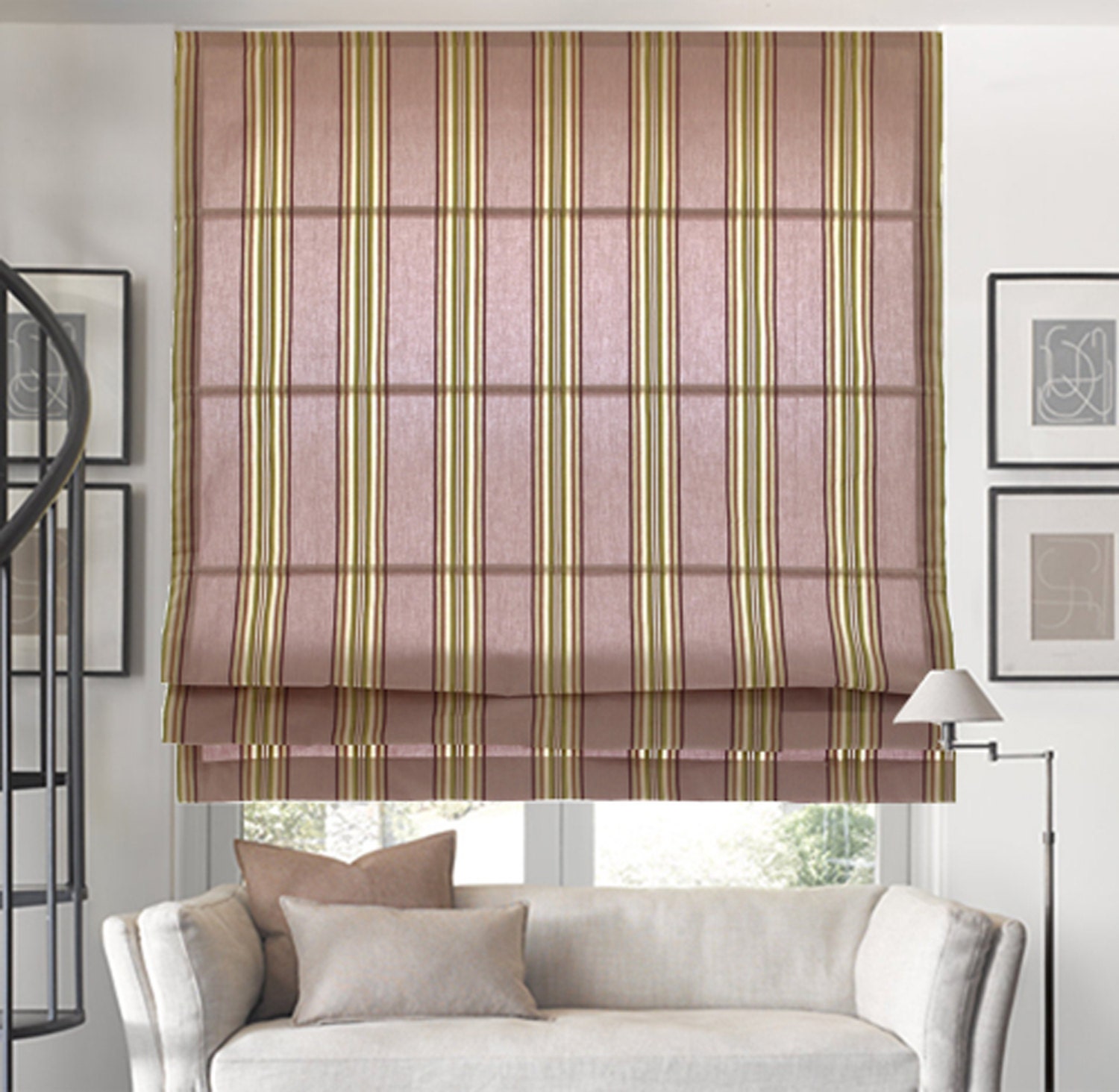 Custom Roman Shade Thick Cotton Fabric Purple by