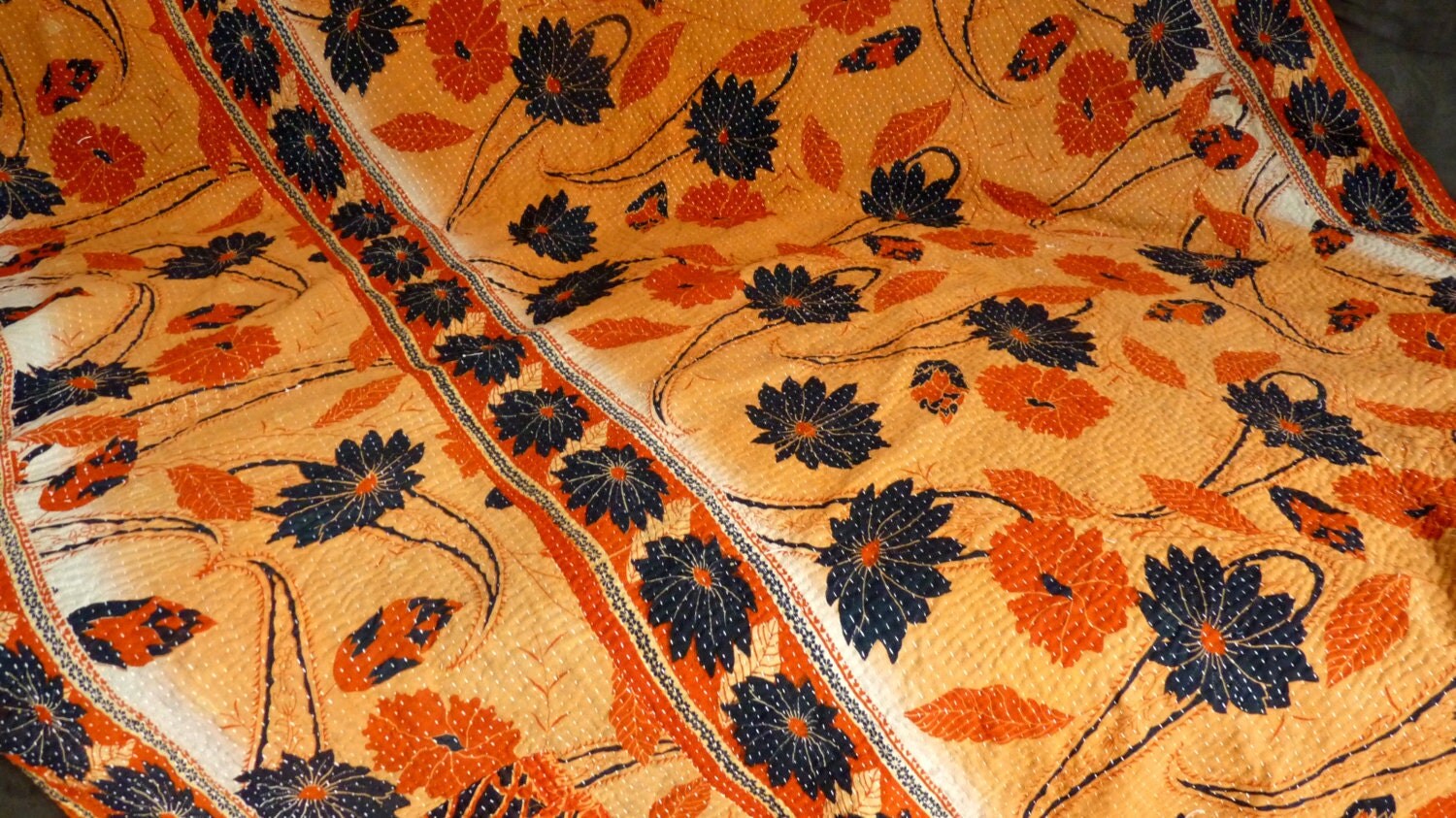 Vintage kantha quilt // kantha quilt // kantha throw blanket