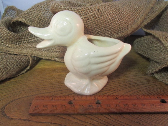 Vintage Ceramic Baby Duck Planter Yellow by ChickenCoopVintage