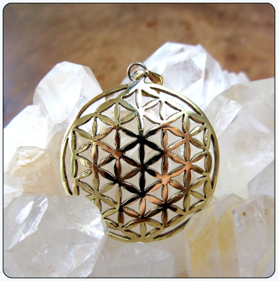 Items similar to Sacred Geometry Pendant ~ Flower of Life ~ Gold Brass ...