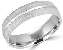 ... and Polished Mens Co mfort Fit Wedding Band Ring in 14K White Gold