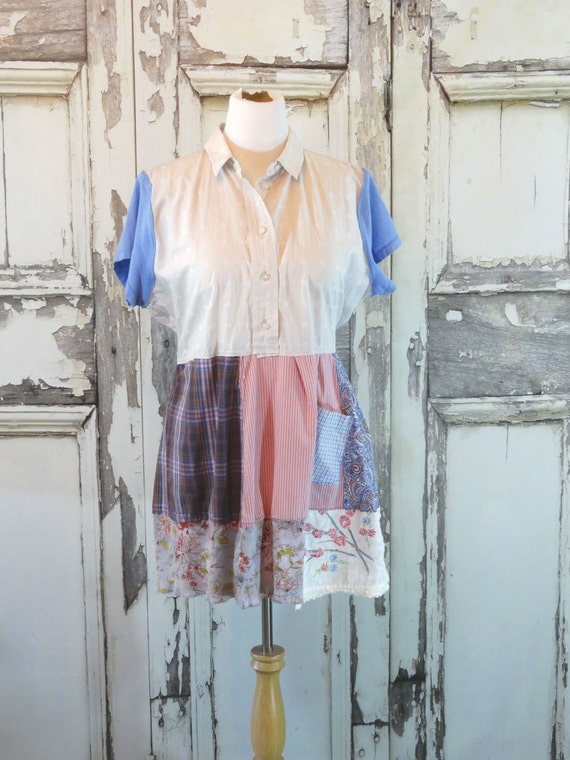 shabby chic plus size tunic dress eco fashion upcycled shabby chic plus size tunic dress eco fashion upcycled