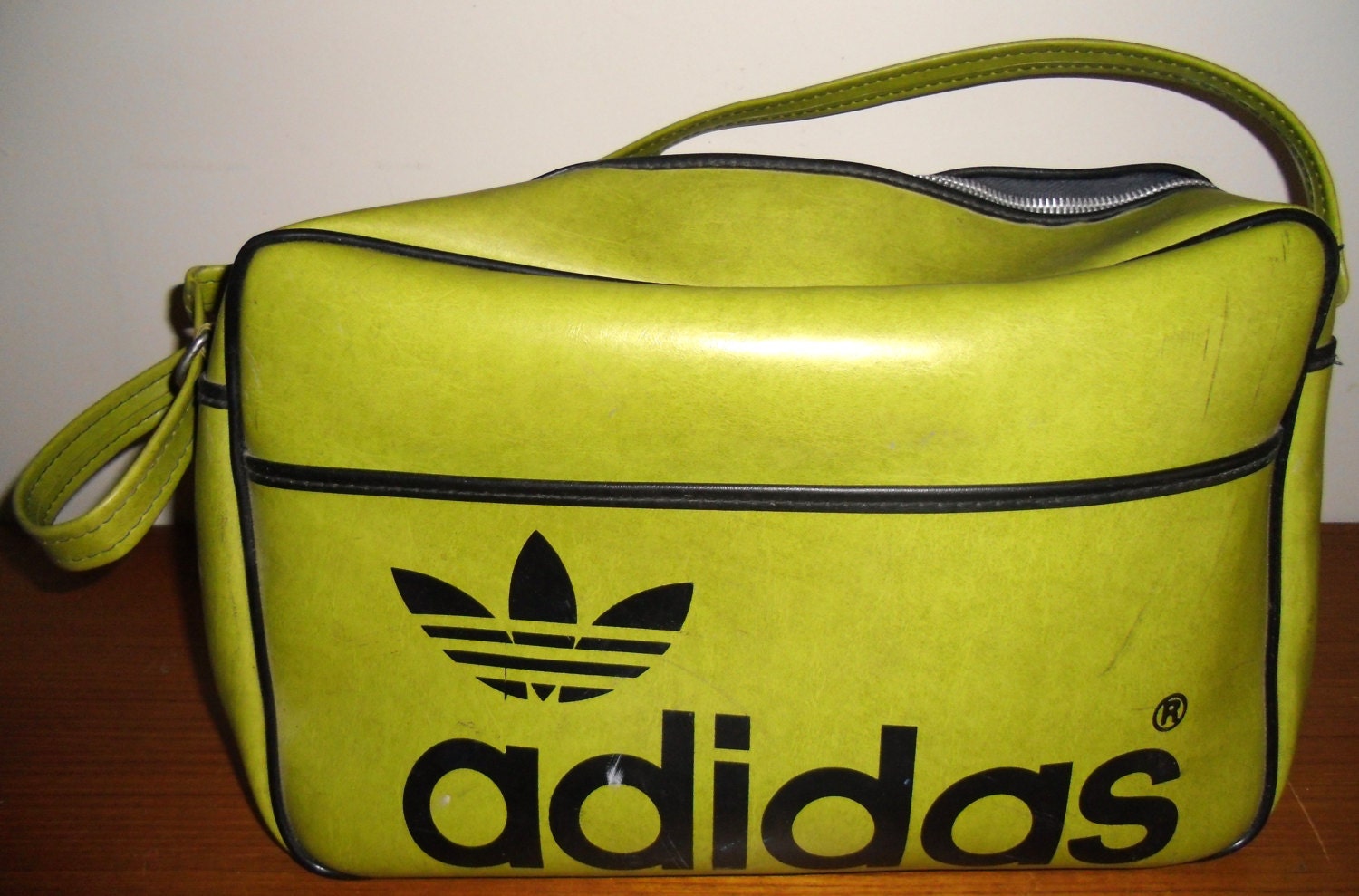 Vintage Adidas 1970's Lime Green Gym Bag Made in