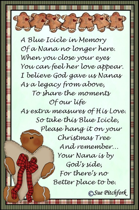 In Loving Memory of Nana a Blue Icicle Ornament