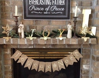 Joyeux Noel Burlap Banner, French Christmas Decoration, French Christmas Garland, Rustic Christmas, Photo Prop, Fleur De Lis