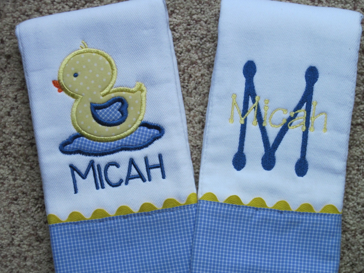 DUCKY Personalized Baby Boy Burp Cloths