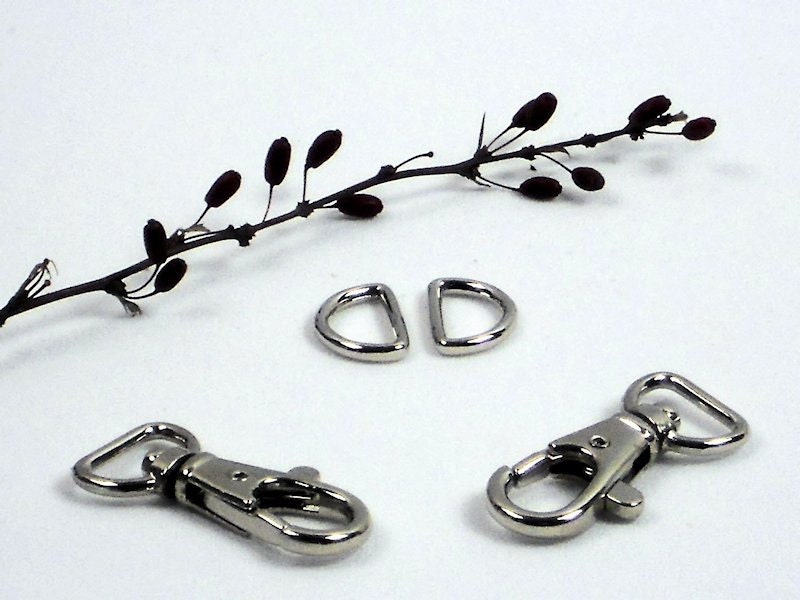 1/2 Silver Swivel Hook and D Ring Set 4pc Set of Purse